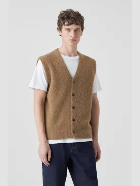 Cardigan con Scollo a V in Alpaca Alder Wood